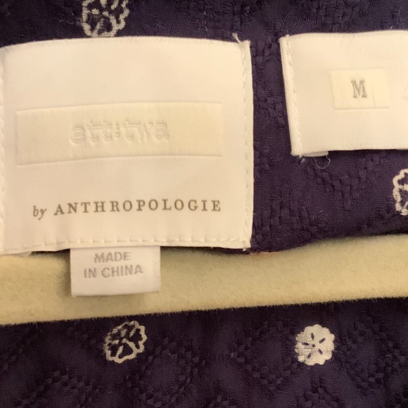 Anthropologie (ett:twa Brand) Navy Rayon Romper. Wht/Peach Floral Print.  Size M - Picture 2 of 7